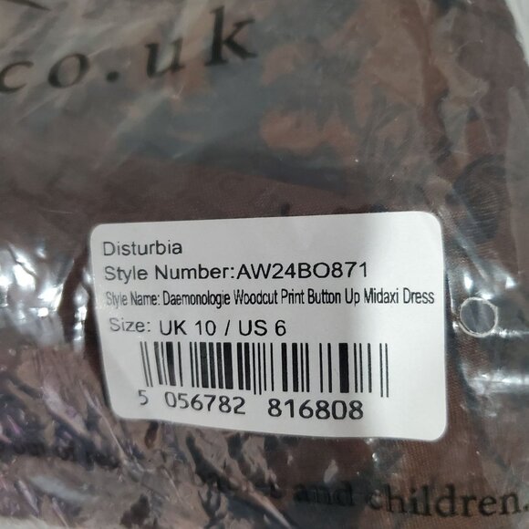 Disturbia Daemonologie Woodcut Print Button Up Midaxi Dress Women Size US 6 NWT - Picture 10 of 16